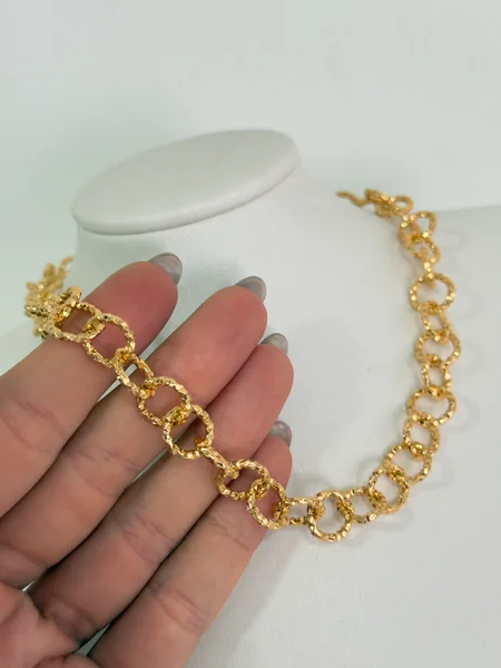 COLAR CORRENTE ELOS REDONDOS - FOLHEADO