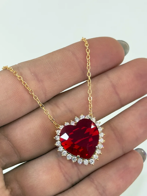 COLAR CORAÇÃO CRAVEJADO - FOLHEADO