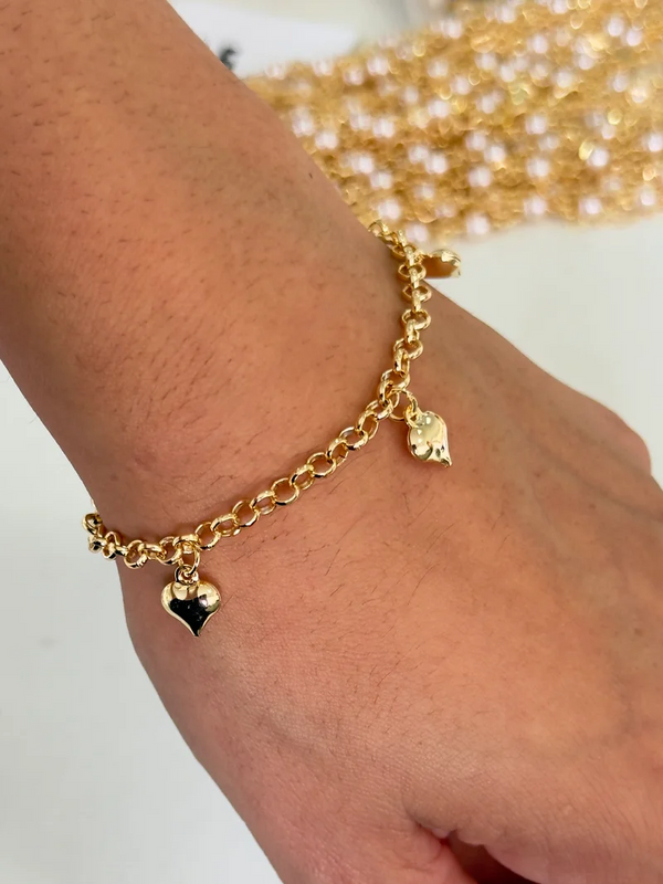 PULSEIRA CORRENTE CORAÇÃO - FOLHEADO