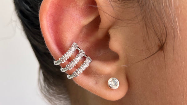 PIERCING FAKE TRIPLO CRAVEJADO - BIJU FINA