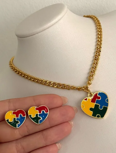 CONJUNTO CORAÇÃO/MÃE ATÍPICA - FOLHEADO