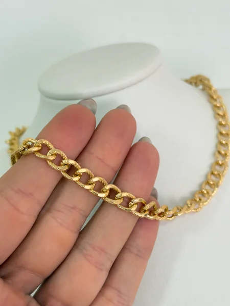 COLAR CORRENTE ELOS LIXADOS - FOLHEADO